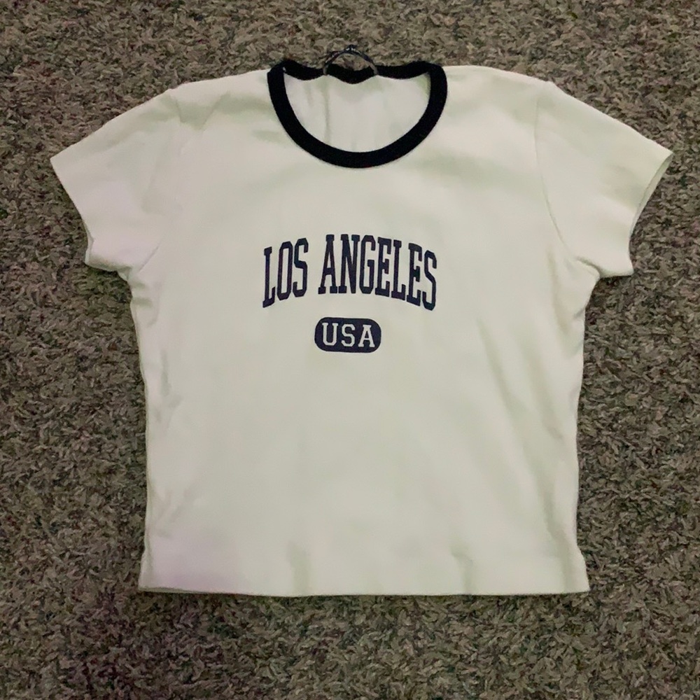 Brandy Melville White and Navy Blue Los Angeles